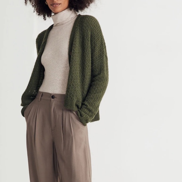 Madewell Mayfair Sweater Cardigan in Hthr Pine - Picture 2 of 12